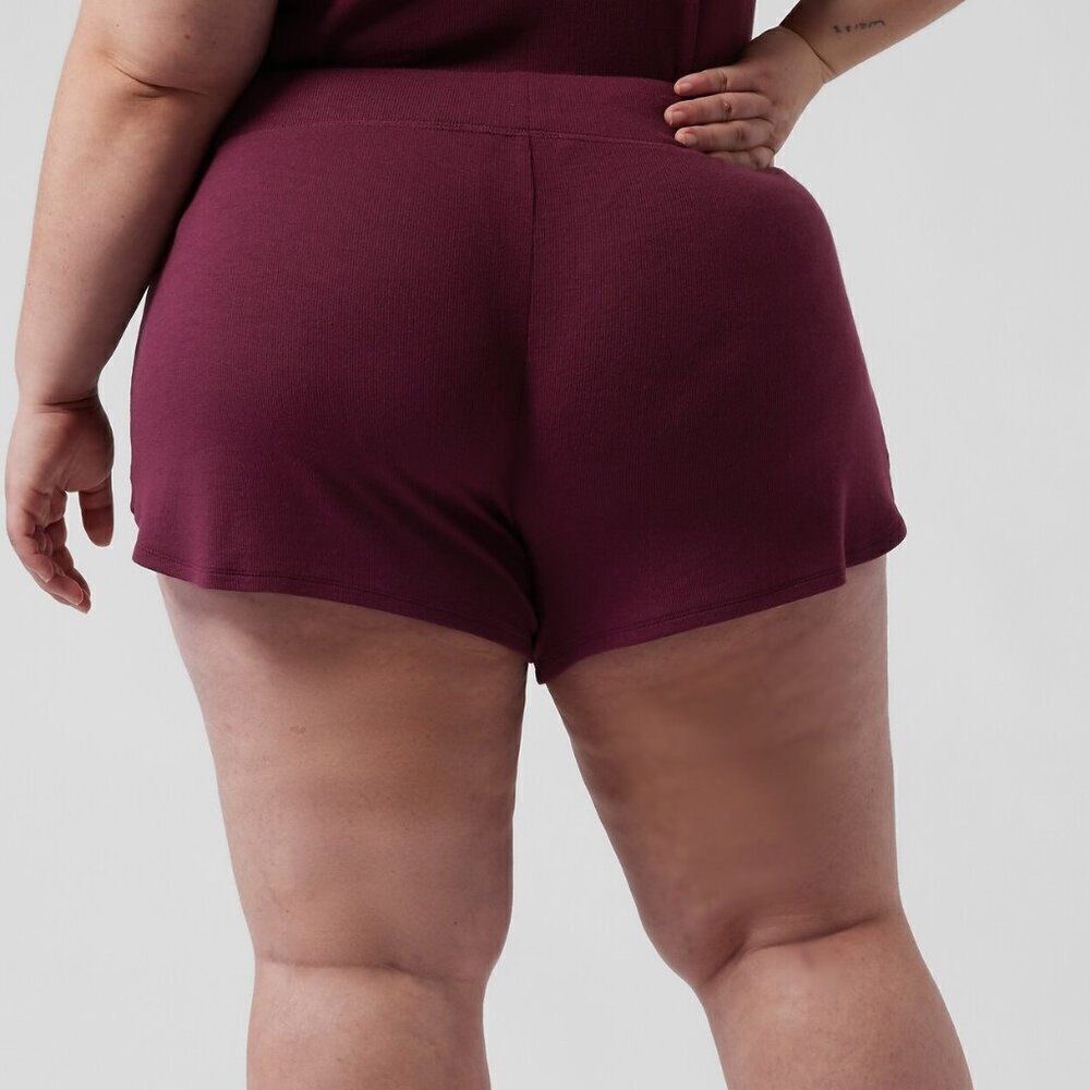 Athleta Well Rested Burgundy Ribbed Sleep Short New - Picture 2 of 2